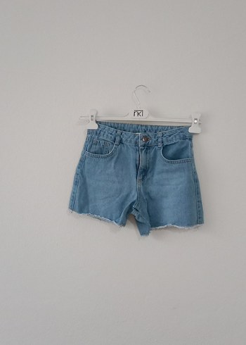 Kadın Mavi Mini Denim Şort - Görsel 4