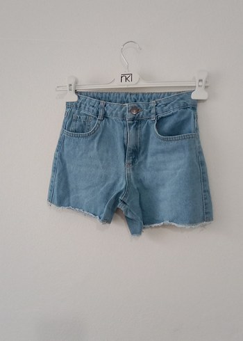 Kadın Mavi Mini Denim Şort - Görsel 14