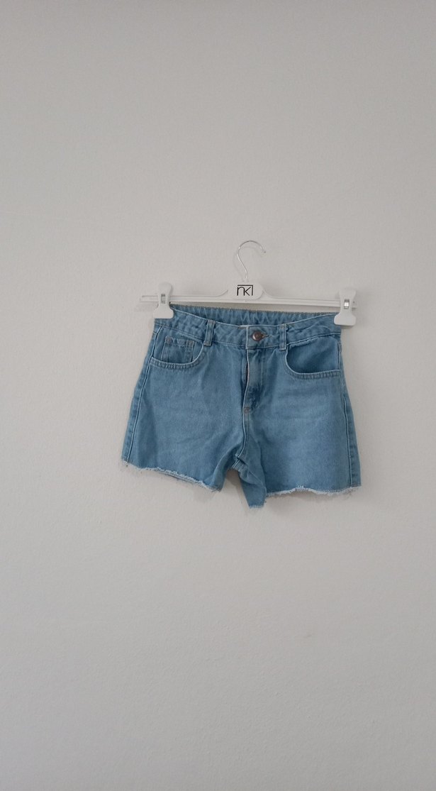 Kadın Mavi Mini Denim Şort - Görsel 4
