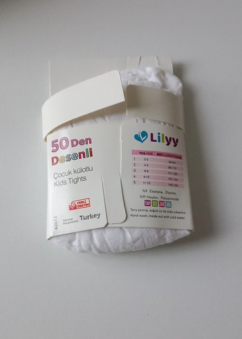 Lilyy Beyaz Desenli Çocuk Külotlu Çorap 7-8 Yaş - Görsel 16