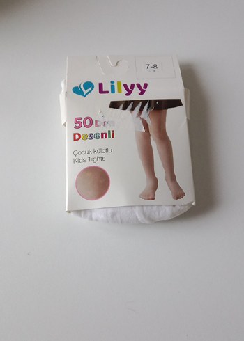 Lilyy Beyaz Desenli Çocuk Külotlu Çorap 7-8 Yaş - Görsel 2