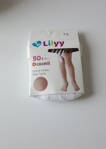 Lilyy Beyaz Desenli Çocuk Külotlu Çorap 7-8 Yaş - Görsel 14