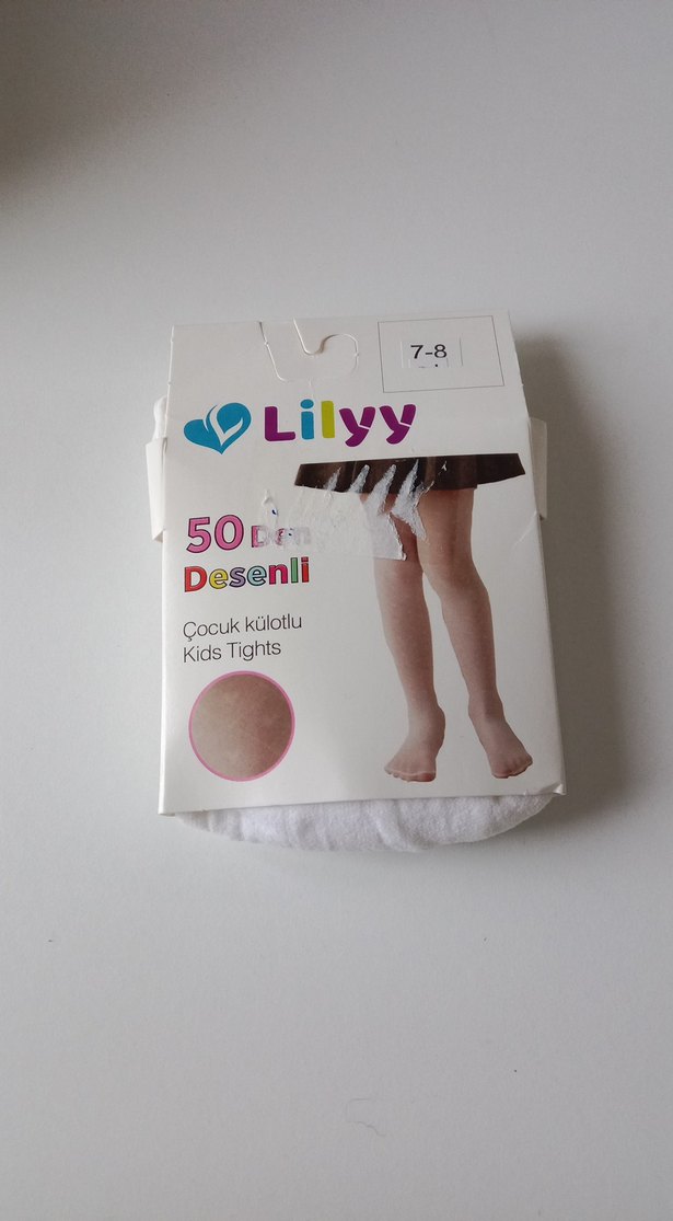 Lilyy Beyaz Desenli Çocuk Külotlu Çorap 7-8 Yaş - Görsel 4