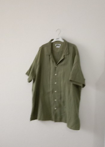 Erkek Keten Haki Kısa Kollu Gömlek - Görsel 11