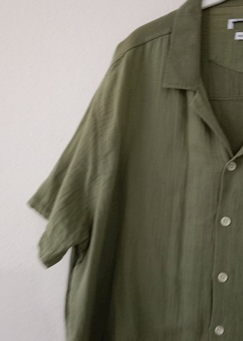 Erkek Keten Haki Kısa Kollu Gömlek - Görsel 8