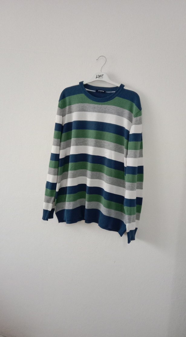 Çizgili Erkek Çocuk Uzun Kollu Triko Kazak - Görsel 4