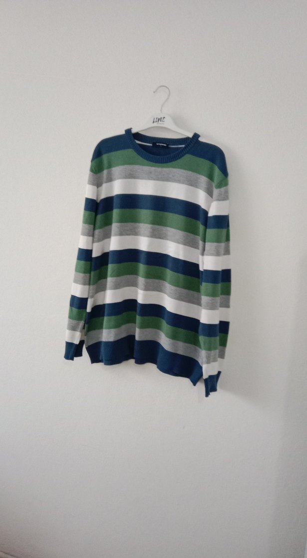 Çizgili Erkek Çocuk Uzun Kollu Triko Kazak - Görsel 2