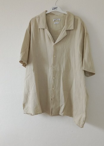 Bej Keten Erkek Kısa Kollu Gömlek - Görsel 11