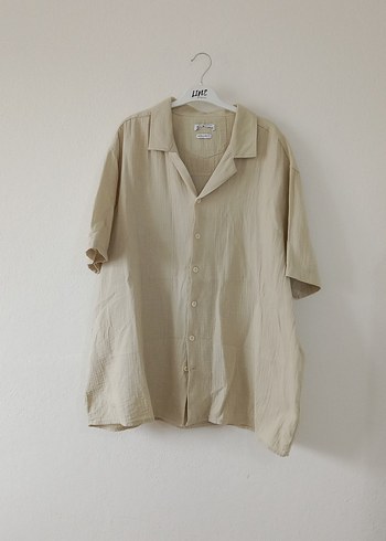 Bej Keten Erkek Kısa Kollu Gömlek - Görsel 2