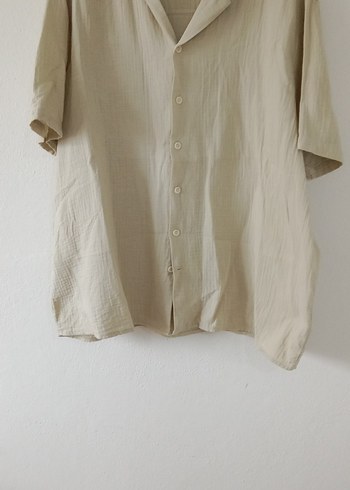 Bej Keten Erkek Kısa Kollu Gömlek - Görsel 6