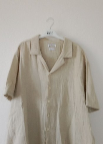 Bej Keten Erkek Kısa Kollu Gömlek - Görsel 5