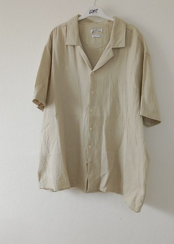 Bej Keten Erkek Kısa Kollu Gömlek - Görsel 10