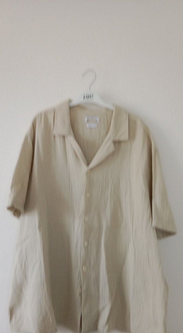 Bej Keten Erkek Kısa Kollu Gömlek - Görsel 5