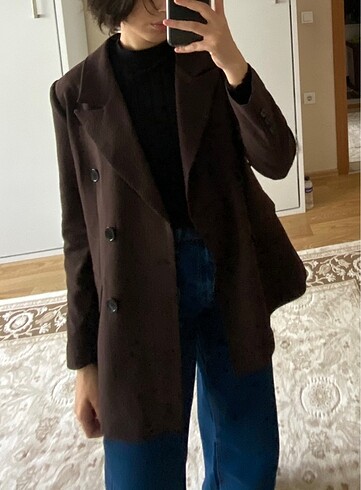 vintage görünümlü kruvaze blazer ceket