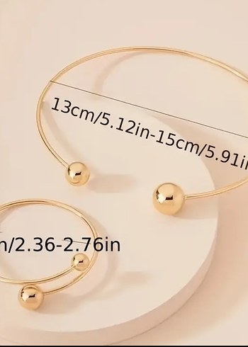 Beden Minimalist Altın Renkli Boncuklu Kadın Kolye ve bileklik