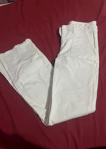 Beyaz Midi Kadın Kot Pantolon