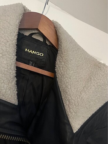 l Beden Mango yakası welsoft polar deri ceket