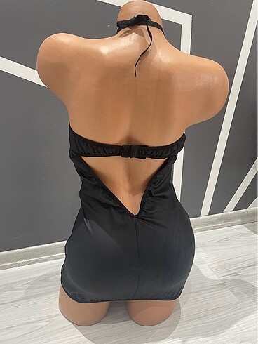 s Beden Mat Deri görünümlü sexy elbise
