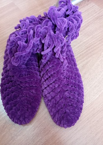 Mor Örgü Kız Ev Terliği - Görsel 3