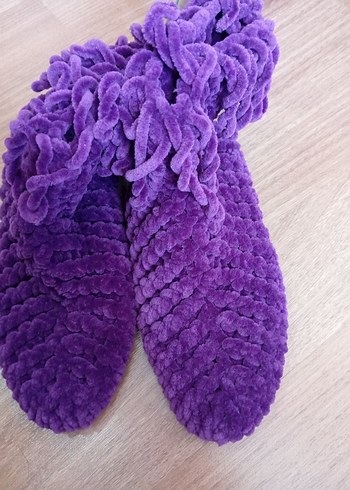 Mor Örgü Kız Ev Terliği - Görsel 2