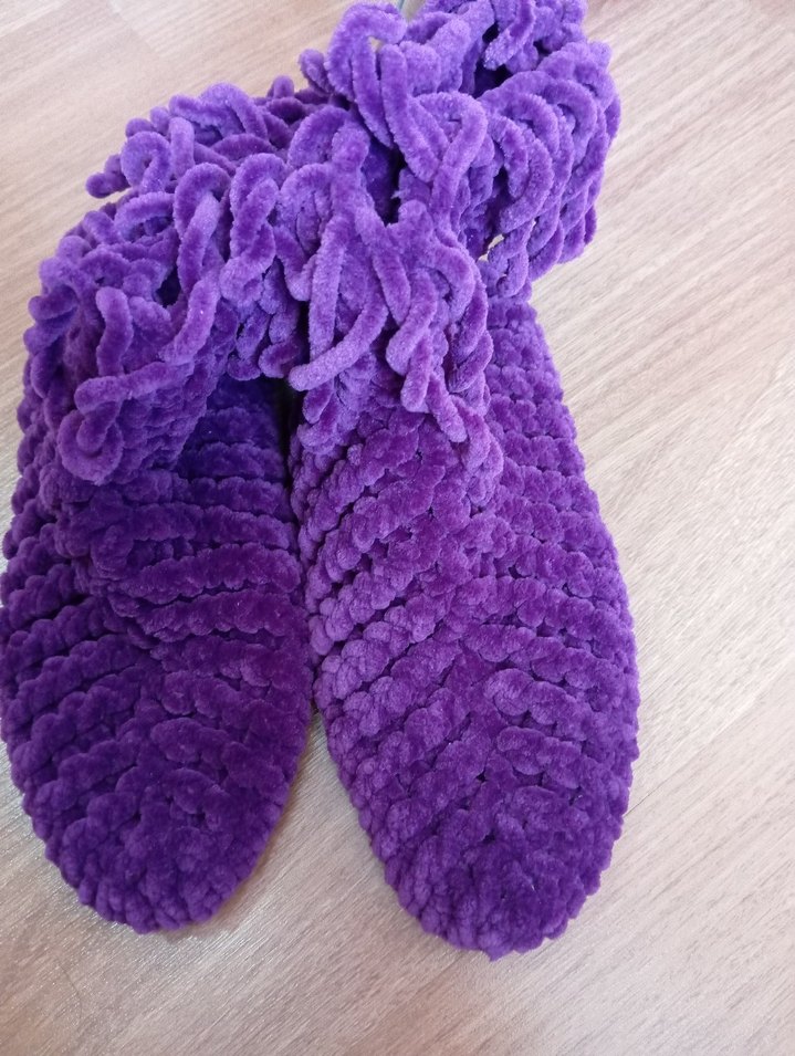 Mor Örgü Kız Ev Terliği - Görsel 2