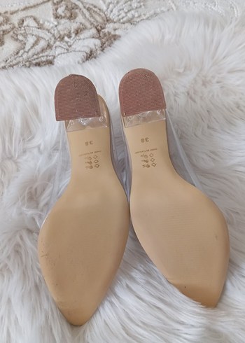 Bej Cam Taşlı Kadın Dolgu Topuk Abiye Ayakkabı - Görsel 5