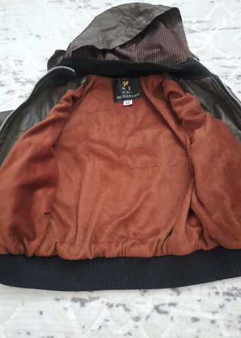 Erkek Çocuk Kahverengi Deri Fermuarlı Ceket - Görsel 4