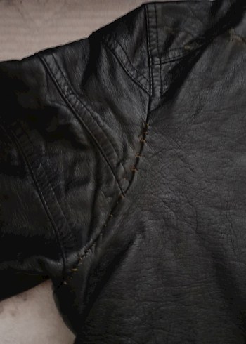 erkek Siyah Deri Biker Ceket - Görsel 6