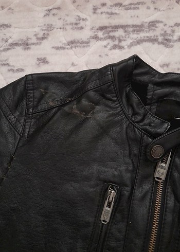 erkek Siyah Deri Biker Ceket - Görsel 4