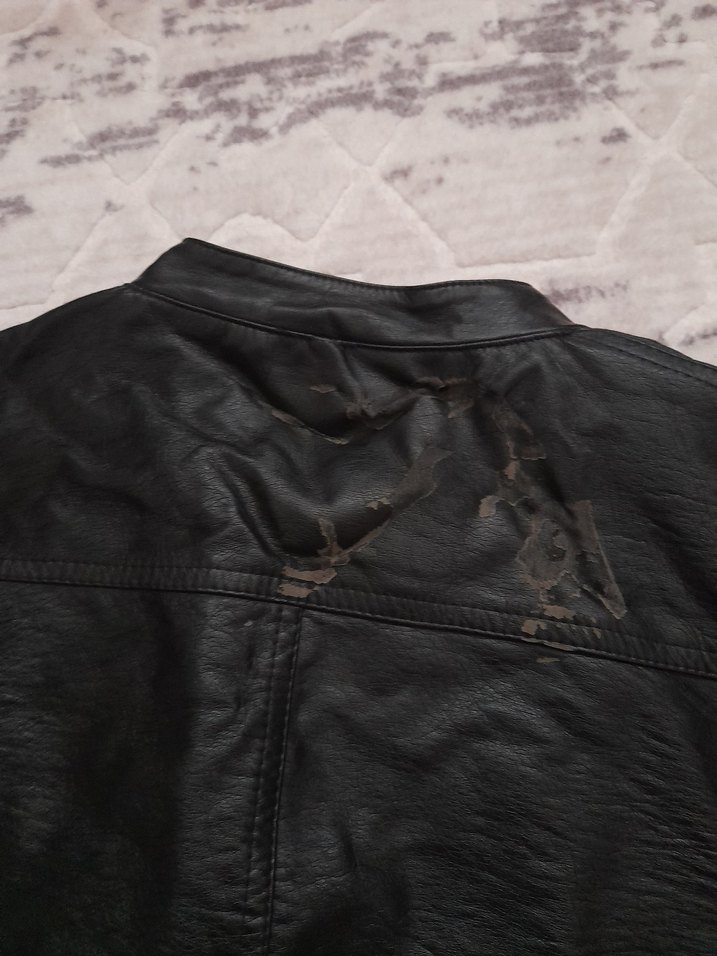 erkek Siyah Deri Biker Ceket - Görsel 5