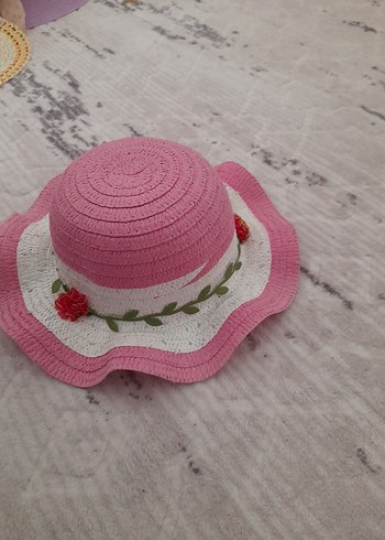 Diğer Pembe Fırfırlı Bohem Hasır Şapka