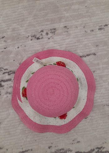 12+ Yaş, > 23 cm Beden Pembe Fırfırlı Bohem Hasır Şapka
