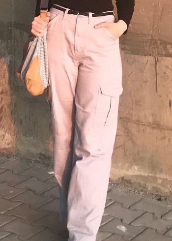 42 Beden Gri Regular Fit Pamuklu Kargo Pantolon