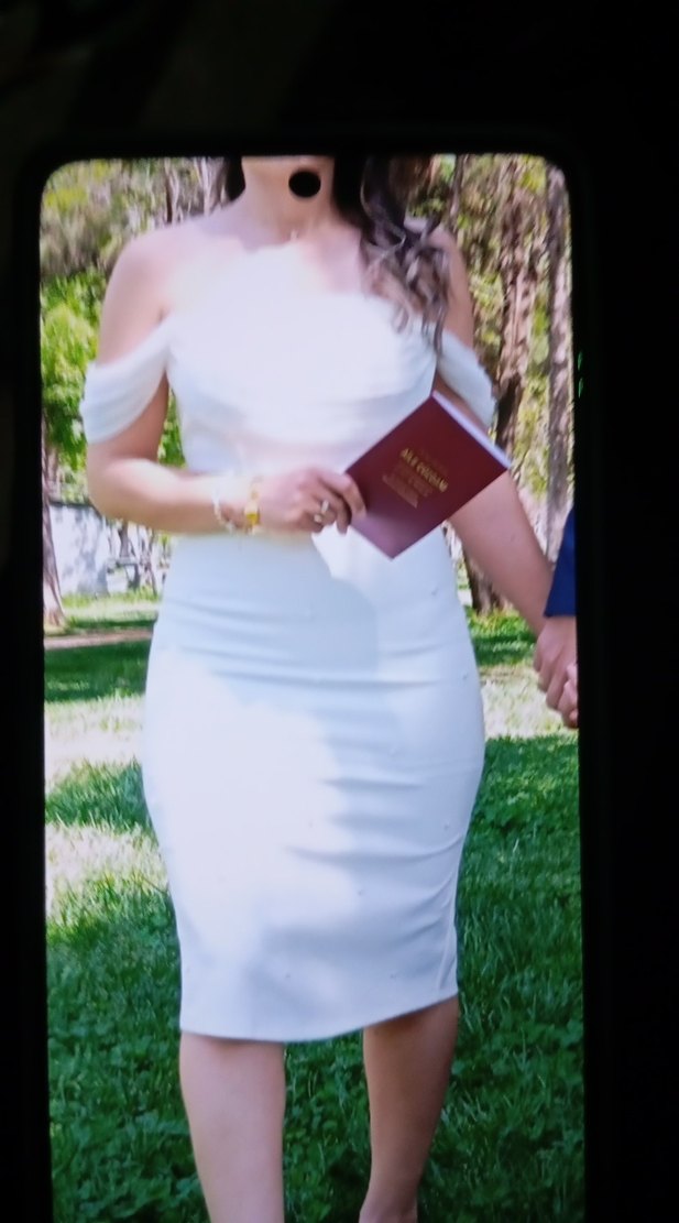 Beyaz Straplez Midi nikah  Elbisesi, abiye - Görsel 4