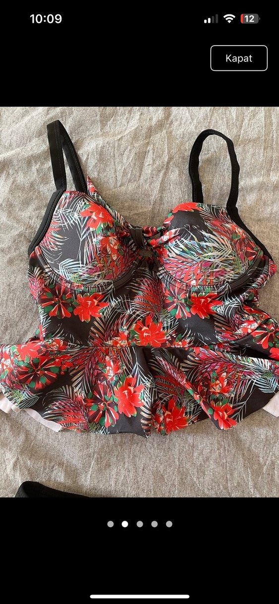 Bohem Kırmızı Çiçek Desenli Mini Mayo - Görsel 2