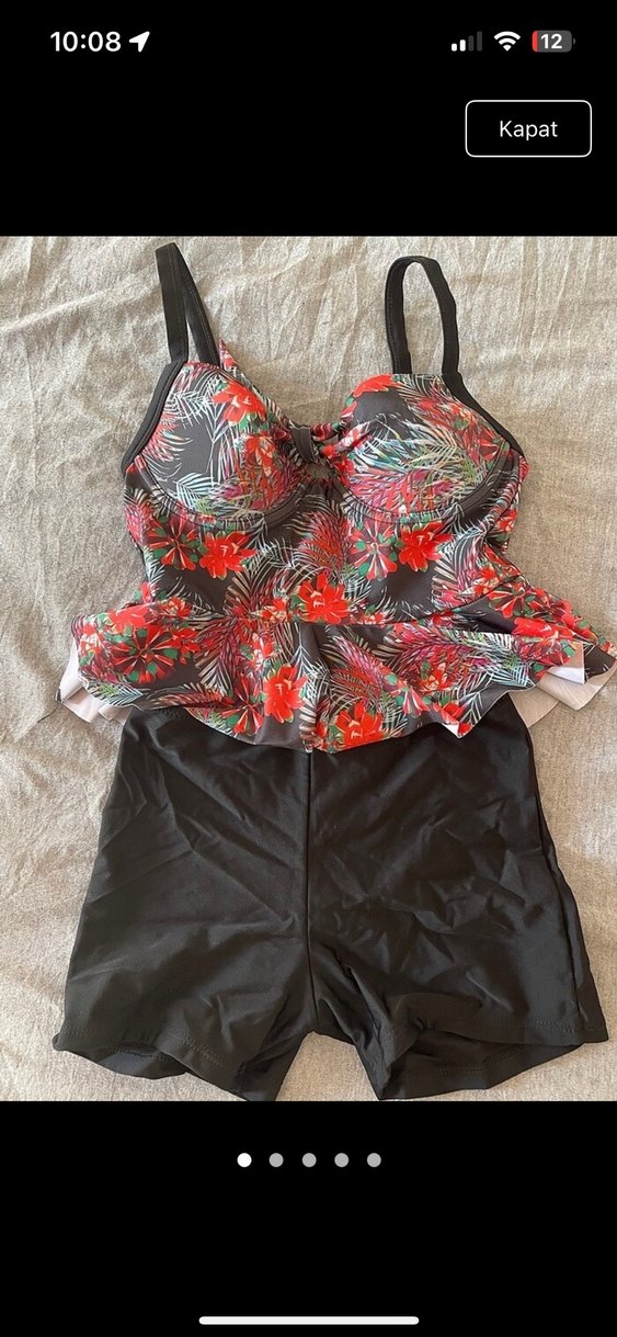 Bohem Kırmızı Çiçek Desenli Mini Mayo - Görsel 3