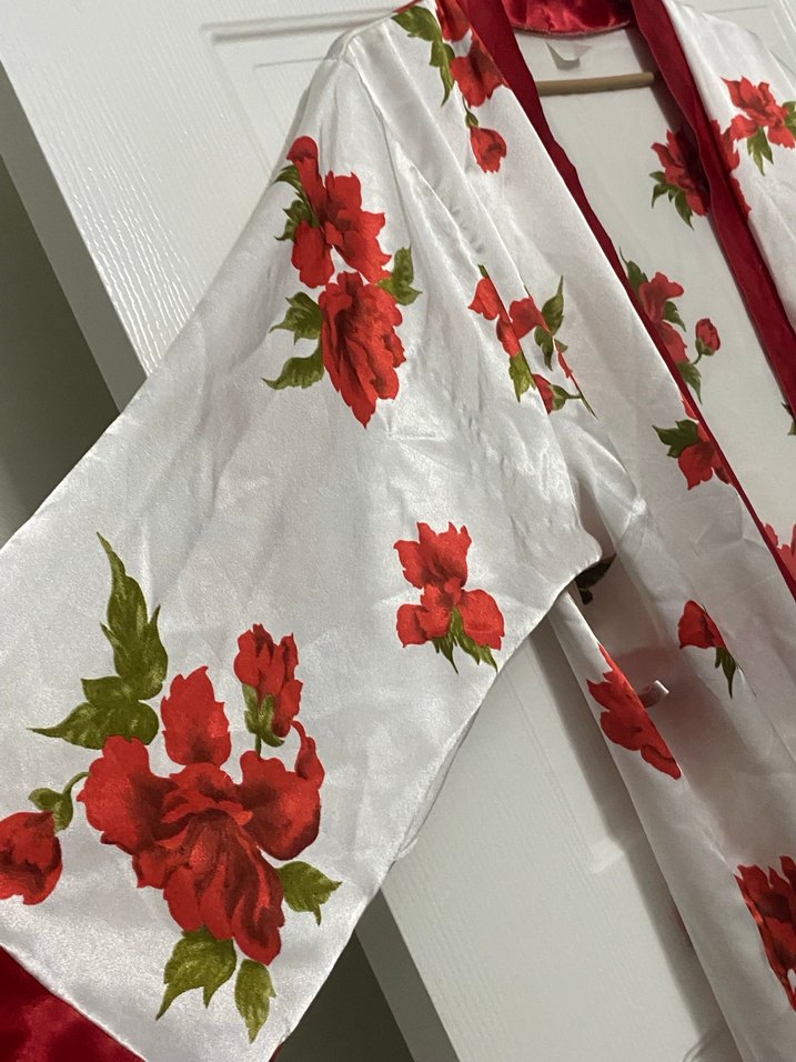 Çiçek Desenli Uzun Bohem Kadın Sabahlık - Görsel 4