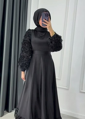 Uzun Siyah Gotik Kadın Elbise