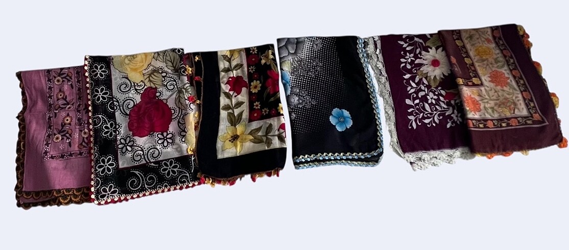  Beden çeşitli Renk İğne ve tig işi oyalı tulbent(yazma)