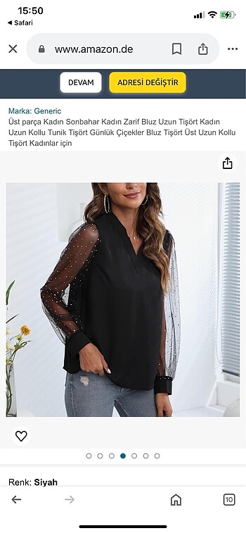 m Beden siyah Renk Kolları inci detay gömlek