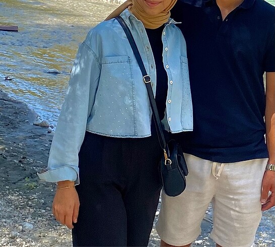 Diğer Taşlı cepli kot gömlek