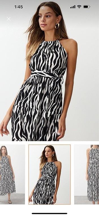 l Beden Zebra desenli elbise