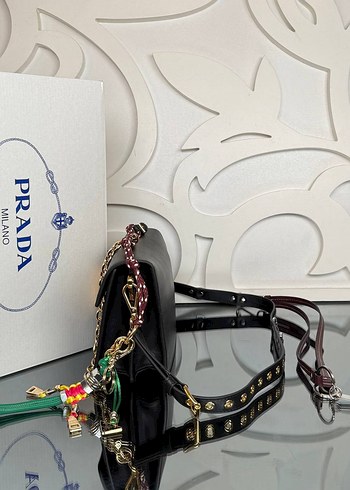 Beden siyah Renk Prada Soft Sound Small Leather Shoulder Bag