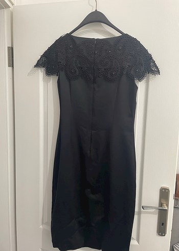 Dantel İşlemeli Kısa Siyah Mini Elbise - Görsel 3