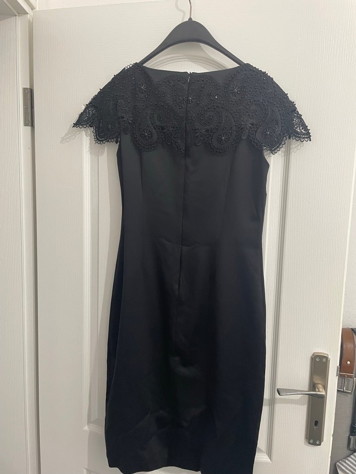 Dantel İşlemeli Kısa Siyah Mini Elbise - Görsel 3