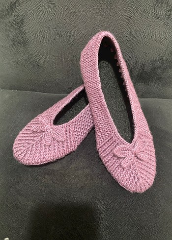 Gri Örgü Kadın Ev Terliği - Görsel 2