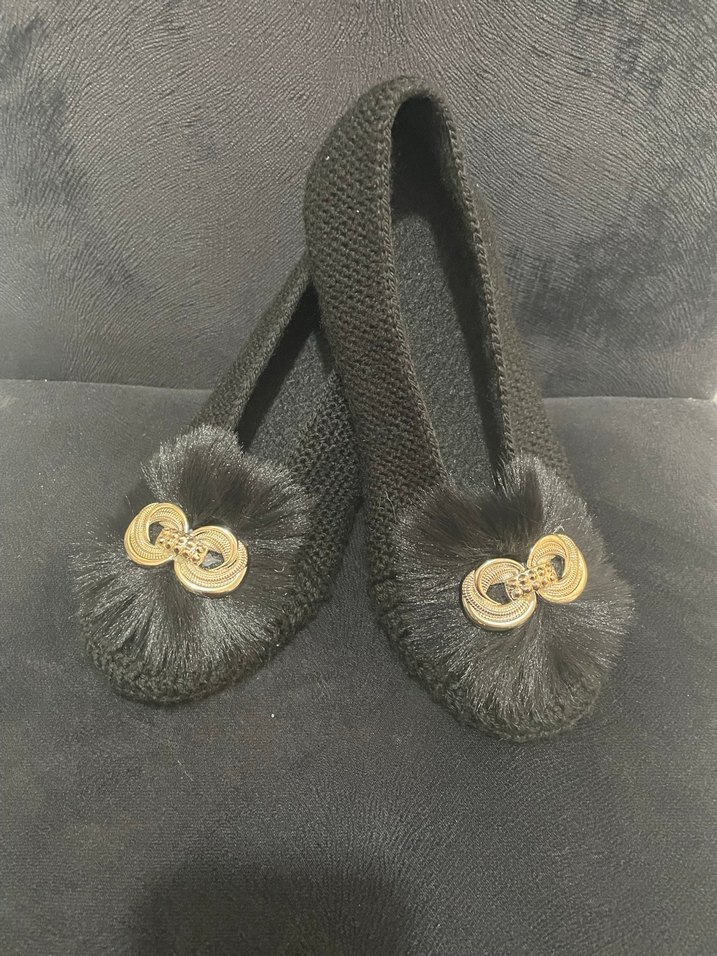 Gri Örgü Kadın Ev Terliği - Görsel 4