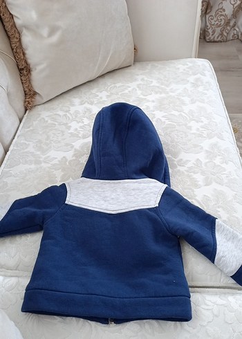 Erkek Çocuk Kapüşonlu Fermuarlı Mavi Ceket - Görsel 3