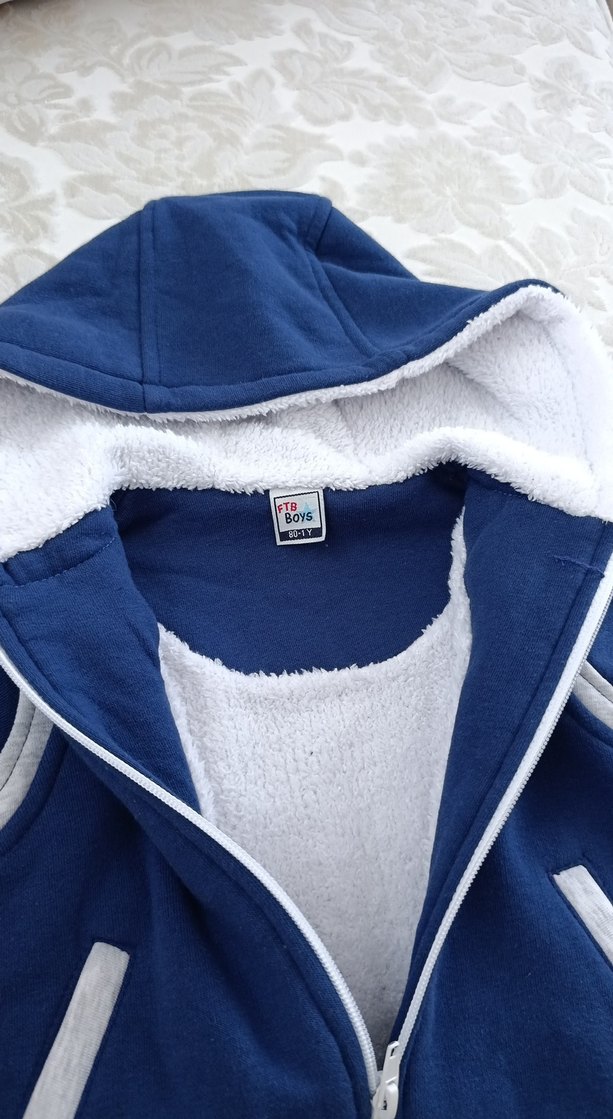 Erkek Çocuk Kapüşonlu Fermuarlı Mavi Ceket - Görsel 2