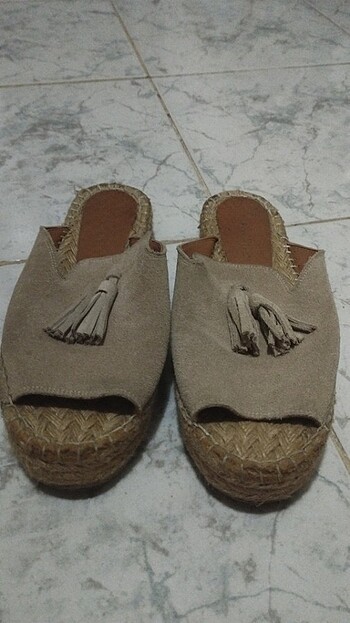 Hakiki süet espadril terlik